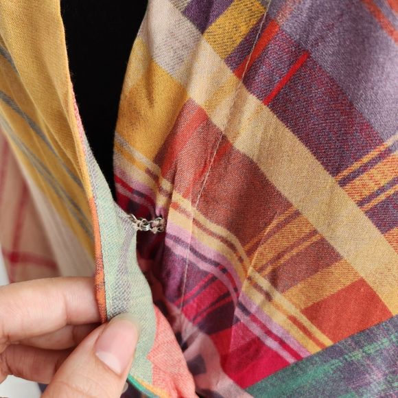 NWOT Free People Haut Long Gone Sailing Maxi Top Large L Boho Plaid - Picture 6 of 13